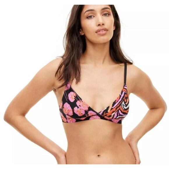 Diane Von Furstenberg Geranium Leaf & Disco Zebra Pink & Black Bra -- Size XXS - Picture 1 of 7